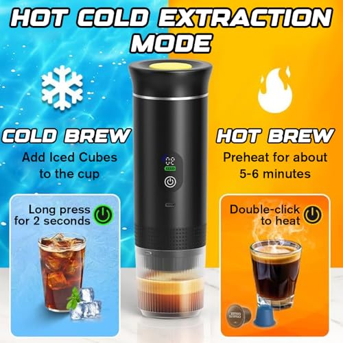 Machine à Cafe Portable, 12V Expresso Cafetière Rechargeable, Machine à Expresso Portable, Machine a Cafe portable pour Bureau Voyage Maison Compatible avec les Capsules Espresso et Café Moulu – Image 4