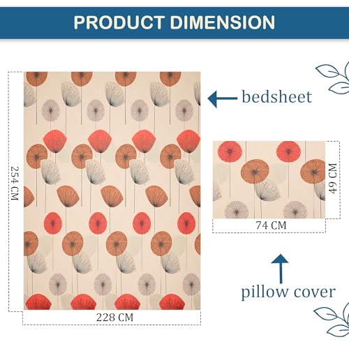 Image of Kuber Industries Cotton 160 TC Double Bedsheet With 2 Pillow Covers | Machine Washable Soft Bedsheet For Living Room, Home & Hotels | Flower Print - Cream & Maroon