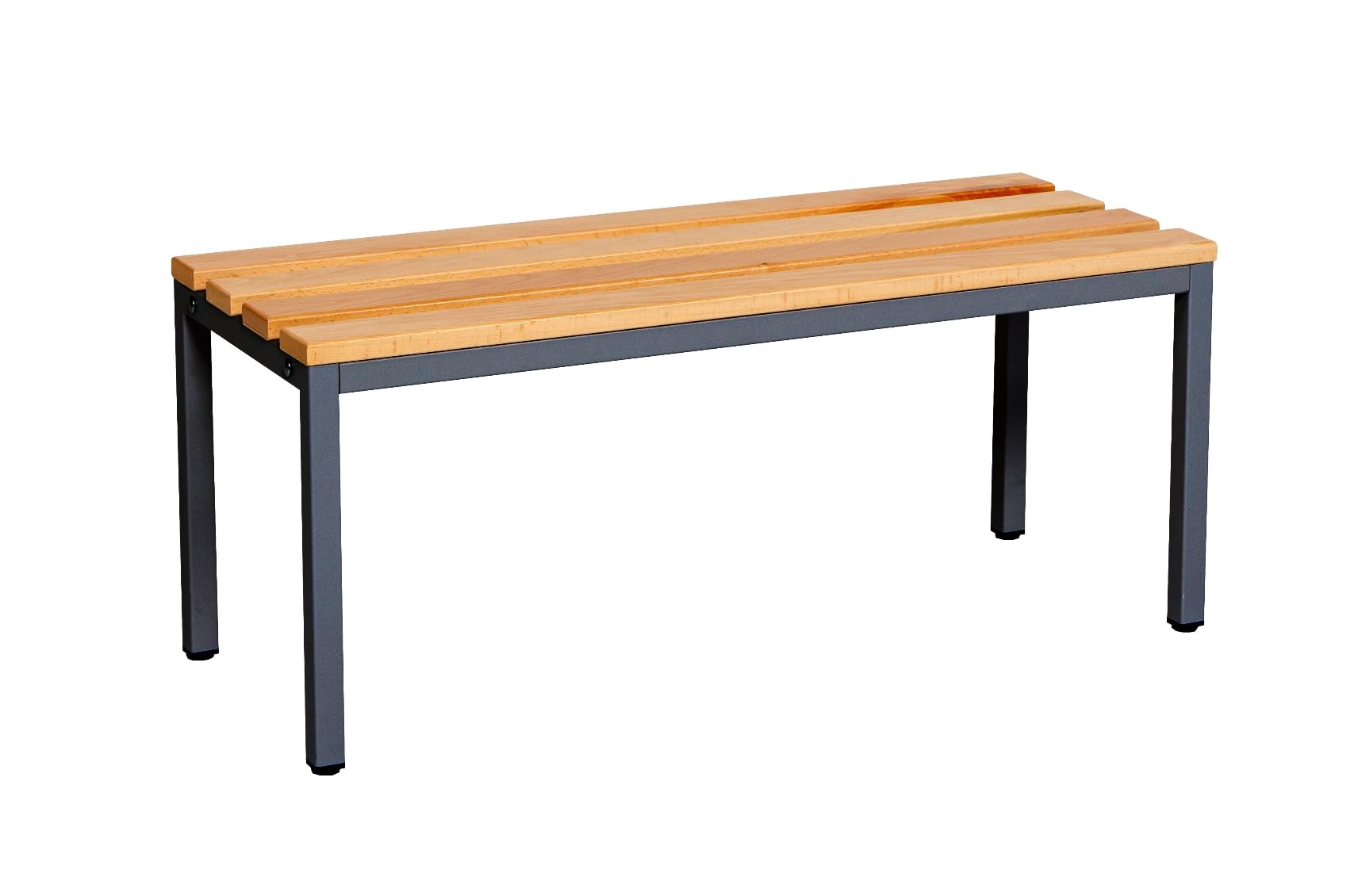 furni24 Sitzbank für Umkleideräume BxHxT: 100x42x40 cm, Umkleidesitzbank, Umkleidebank, Garderobenbank, Sportbank, Bank mit Echtholz für Fitnessstudio