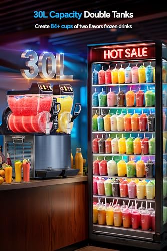 Commercial Slushie Machine, Margarita Daiquiri Wine Frappe Slush Frozen Drink Machine, 30L