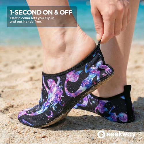 Image of SEEKWAY Water Shoes Women Men Adult Quick-Dry Aqua Socks Barefoot Non Slip for Beach Swim River Pool Lake surf Black SK002(U)