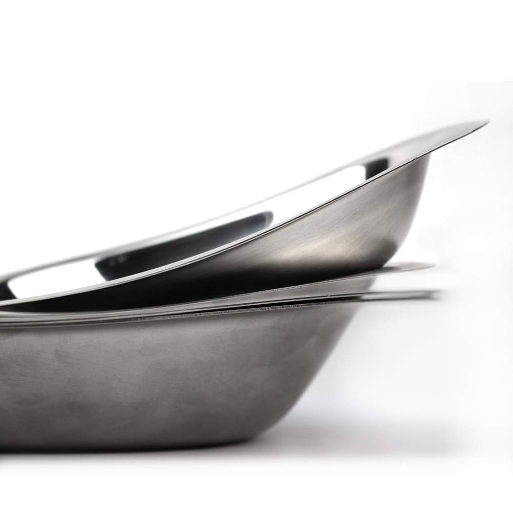 PEAKS&TREES 18/8 Stainless Stell Dinner Plate, Round Plates, 4 in 1, Camping Hiking Picnic BBQ with mesh bag ?made in Japan? (4 Person set)