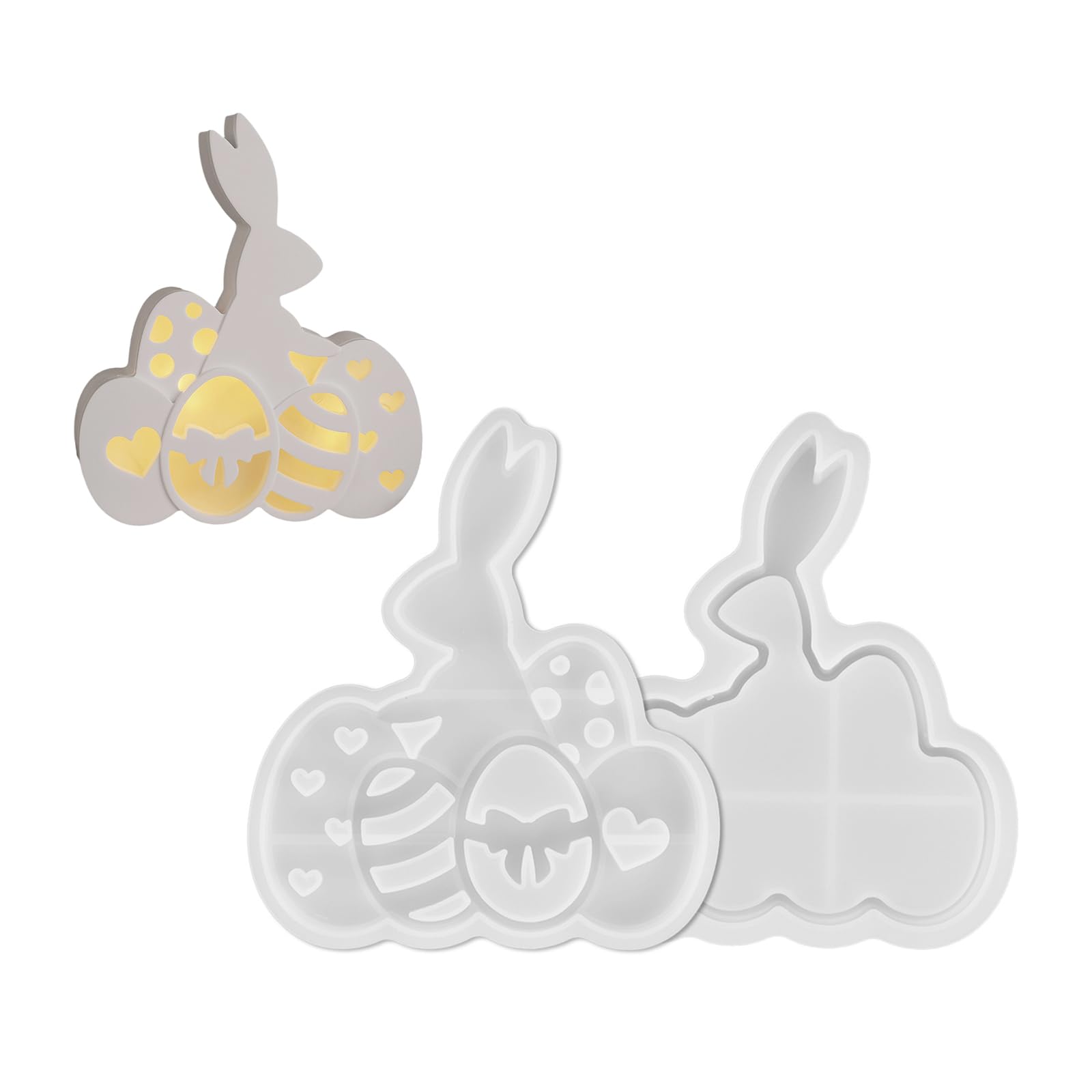 NEWFT Easter Eggs and Rabbits Light Silicone Table Decorative Ornament Mold for Crafting Ornament and Home Decors