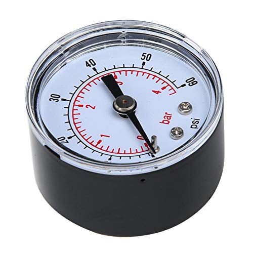 Fafeicy 0-60psi 0-4bar Mechanisches Manometer, mit Doppelmaß Zeiger, 1/8-Zoll-BSPT-Gewindeanschluss, für Luft Öl Wasser, 4,1 x 4,1 x 3,8 cm (0-60psi, 0-4bar)