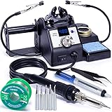 digitale lötstation Die Ruhemodus-Funktion der Station erlaubt es dem Lötkolben, in einen Leerlauf mit 200 °C zu wechseln, wenn er eine Nichtbenutzung von mehr als 10 Minuten erkennt. Das kann helfen, Energie zu sparen und unnötigen Verschleiß (Oxidation) an Verschleißteilen wie Lötspitzen und dem Heizelement zu reduzieren. Mit der digitalen Temperaturkalibrierungsfunktion können Sie Temperaturdiskrepanzen korrigieren, indem Sie einfach die tatsächlich gemessene Temperatur an der Lötspitze eingeben.