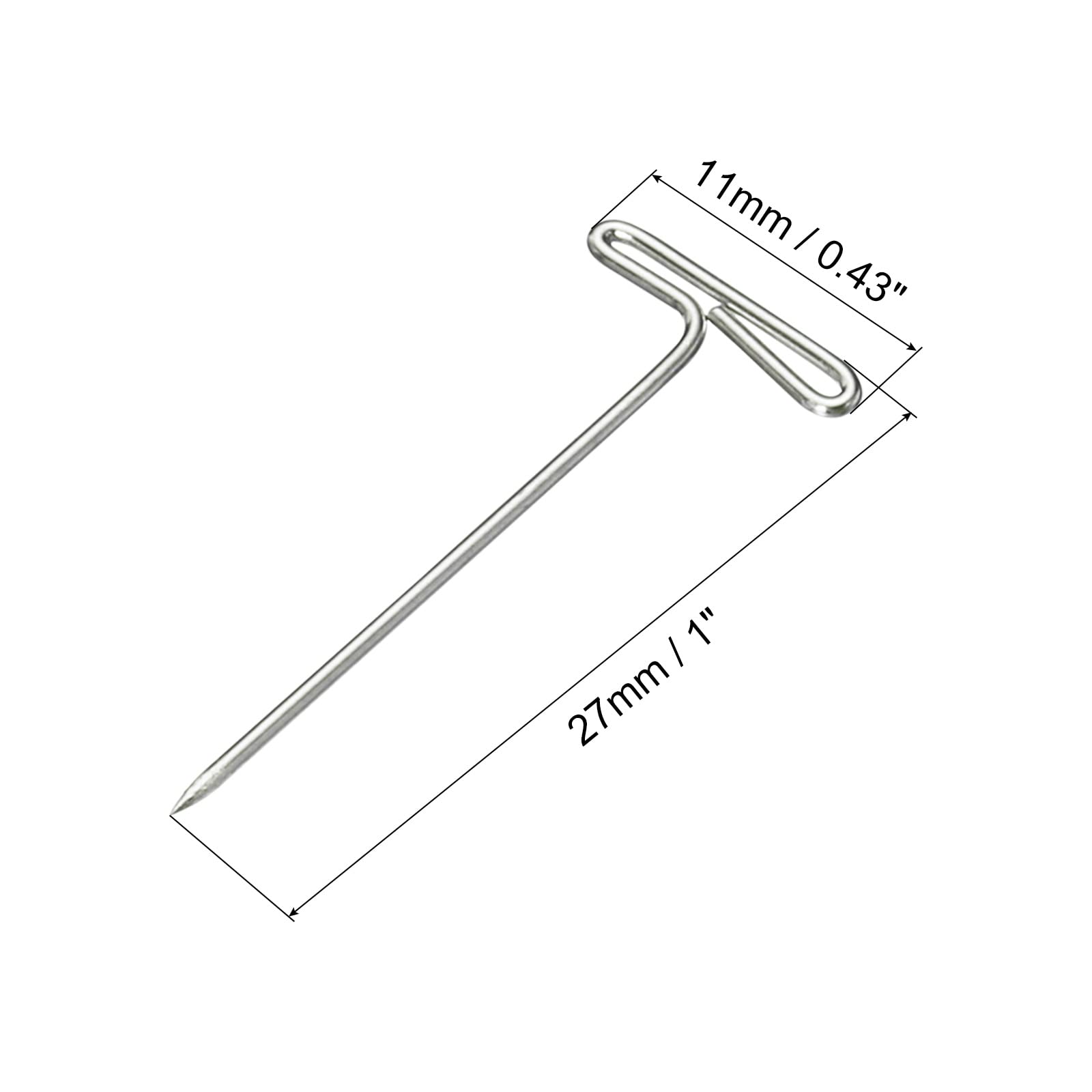 PATIKIL 1 Inch T-Pins, 100 Pack Stainless Steel Blocking Pin Needles for Modelling Crafts Silver, 27mm - Image 2