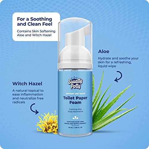 squatty potty toilet tissue paper foam instant wet wipe alternative - 2 pack 50 ml 169 fl oz