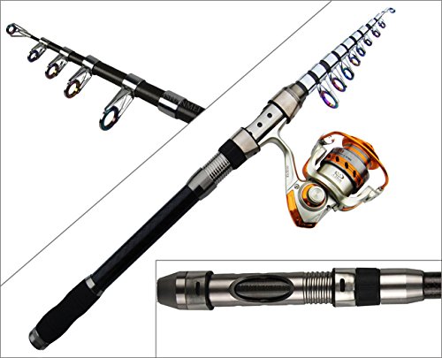 JSHANMEI Angelrute und Rolle Combo Angelset Kohlefaser Teleskop Spinning Tragbare Angelrute Angelausrüstung mit… – Bild 5