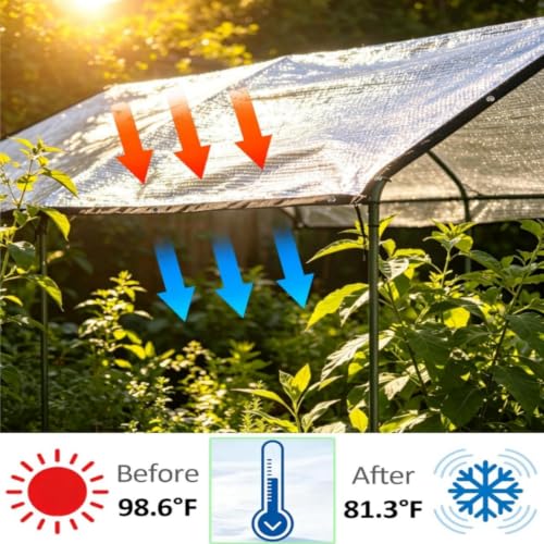 Filet d'ombrage 95% à feuille d'aluminium réfléchissant toile 5x5m - 3