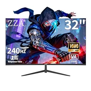 ZZA Monitor curvo para juegos HDR 1K de 32 pulgadas, FHD (1920 x 1080), 240 Hz, 1500R, 1 ms, desenfoque de movimiento extremadamente bajo, FreeSync Premium, montaje VESA, DisplayPort, HDMI