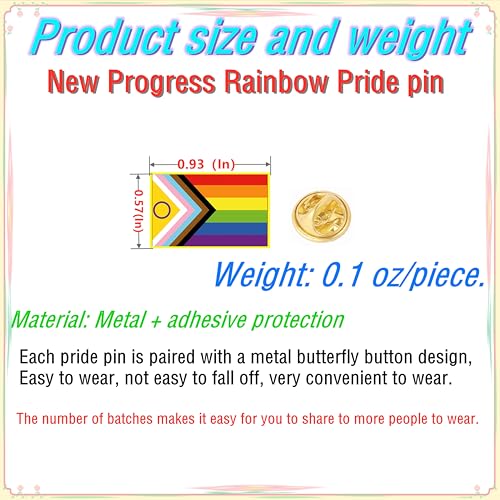 Image of HAFILO 12 /25 /50 /100 pieces small rectangle New Progress flag Pride pins inclusive progressive pride lapel pin LGBT Rainbow flag pins for Clothes Backpack Hat Decoration Souvenir gift badge bulk