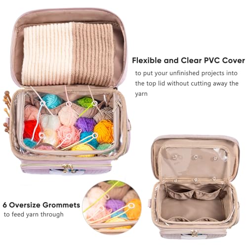 Image of MYBAGZING Crochet Bag Organizer - Yarn Bags for Crocheting - Crochet Storage Bag with Pockets for Crochet Hooks, Crochet Accessories - Yarn Organizers - Yarn Holders for Crocheting - Knitting Bags