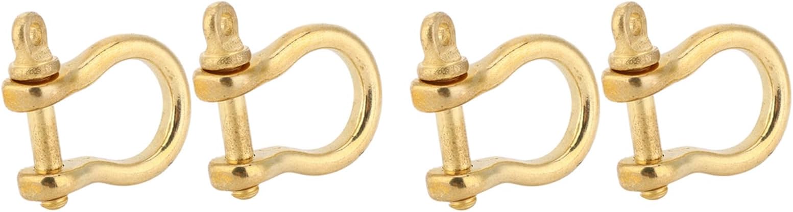 D Shape Key Ring, 4 Pcs 10mm Anchor Shackle Pure Brass U Type Fob Hook Golden Connection Buckle Shackle for Car Key Leather Craft Purse
