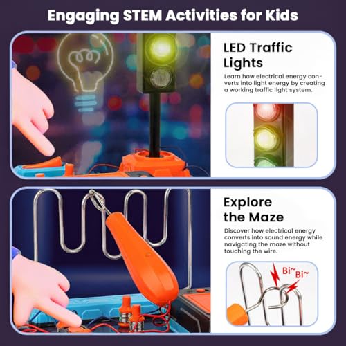 Image of STEM Educational Kit for Kids 8+ | 25+ DIY Electronic Circuit & Mechanical Projects | Science Experiment Building Blocks | Birthday Gift for Boys & Girls, School Activity Kit
