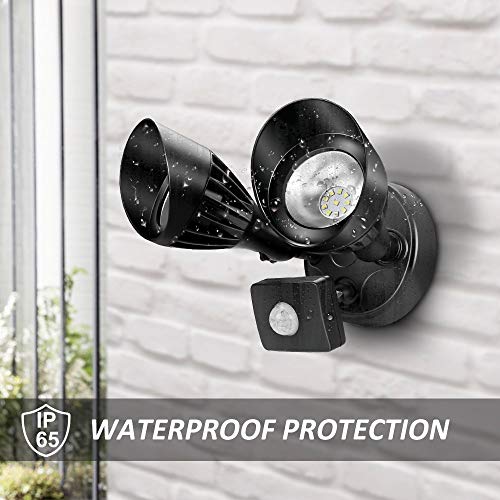 Ustellar 2 Pack Motion Sensor 2-Head LED Flood Light, 20W 2000lm Outdoor Security Light (200W Equivalent), IP65 Waterproof PIR Floodlight, Landscape Wall Lights for Yard Garage, 5000K Daylight White - Thumbnail 5