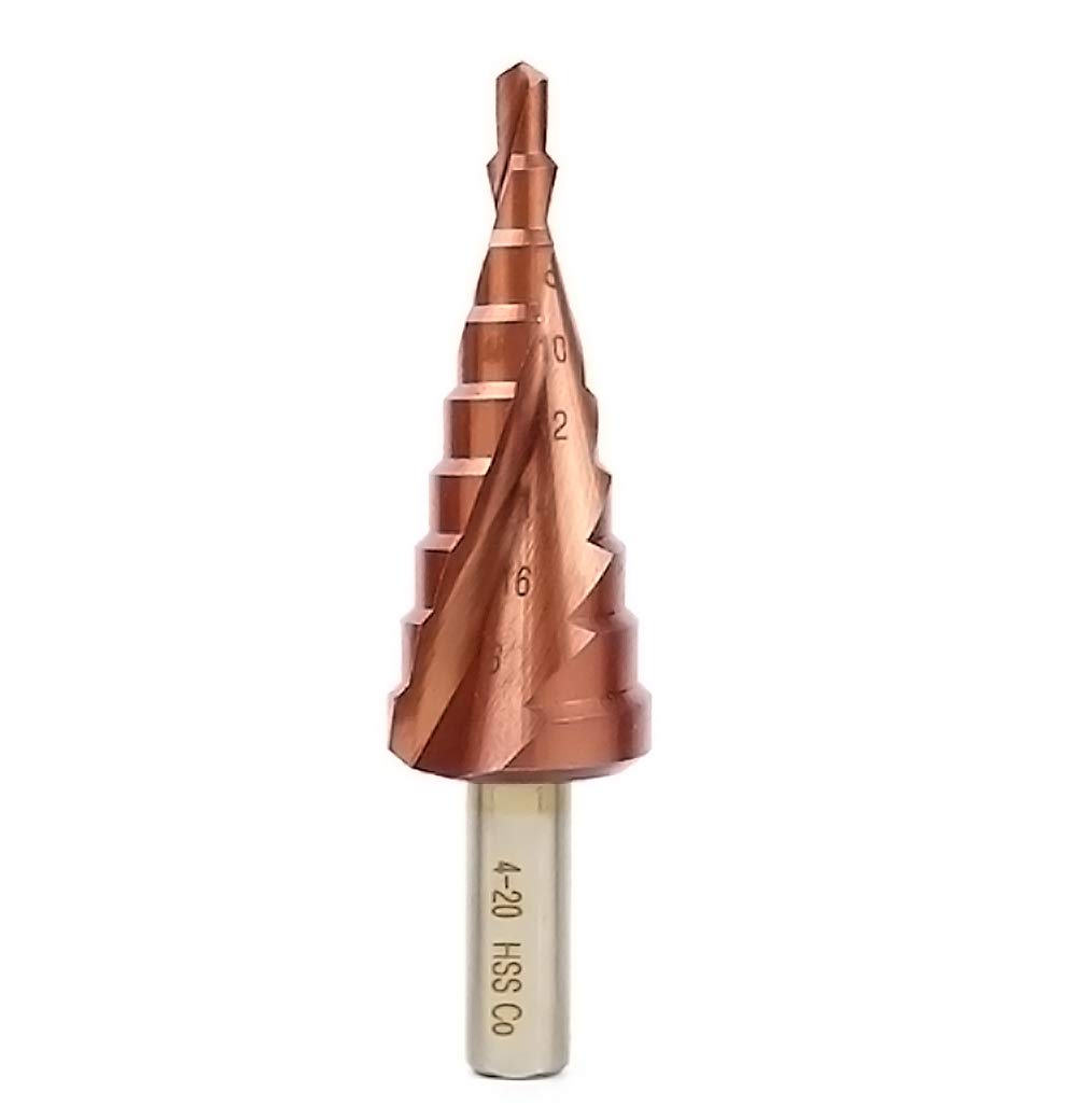 Broca Escalonada HSS M35 Cobalto Conica Step Drill 4-20mm Ranura Espiral Juego de Brocas Grandes para Paso de Pagoda Escariador de Agujeros Mango Triángulo Taladrado Taladrado Metal DC17A