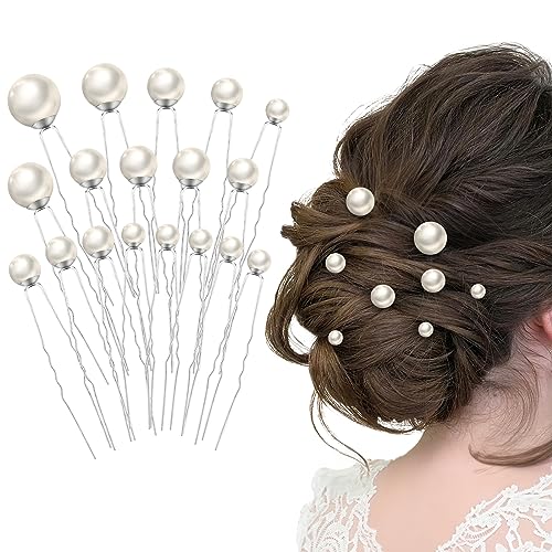 18Pcs Pearl and Rhinestone Hair Accessories for Wedding, Bridal Styling – U Shaped Bobby Pins, Hair Pins for Bride and Girls (Silver)