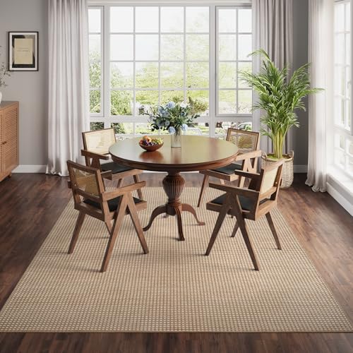 Tapete Boho lavable 5x7 pies antideslizante marrón miniatura 3