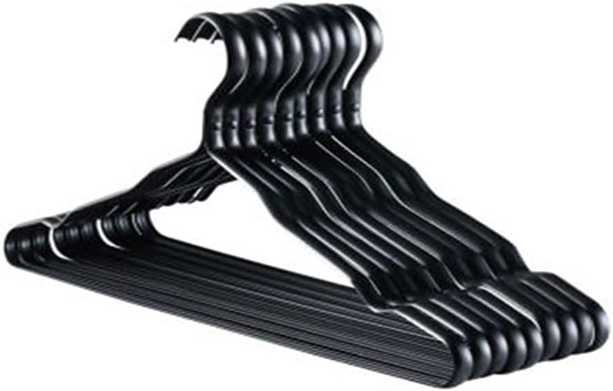 10Pcs Aluminum Alloy Metal Clothes Hangers Non-Deformed Heavy Duty Coat Drying Rack with for Shirts Pants, 01 (Black)