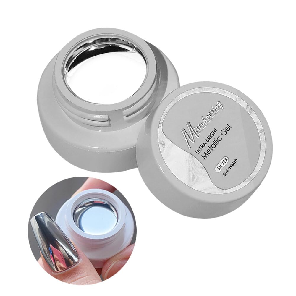 Metallic Painting Gel Nail Polish Mirror Nail Polish Bright Colorful Nail Gel Mirror Lacquers Silver Effect DIY Liner