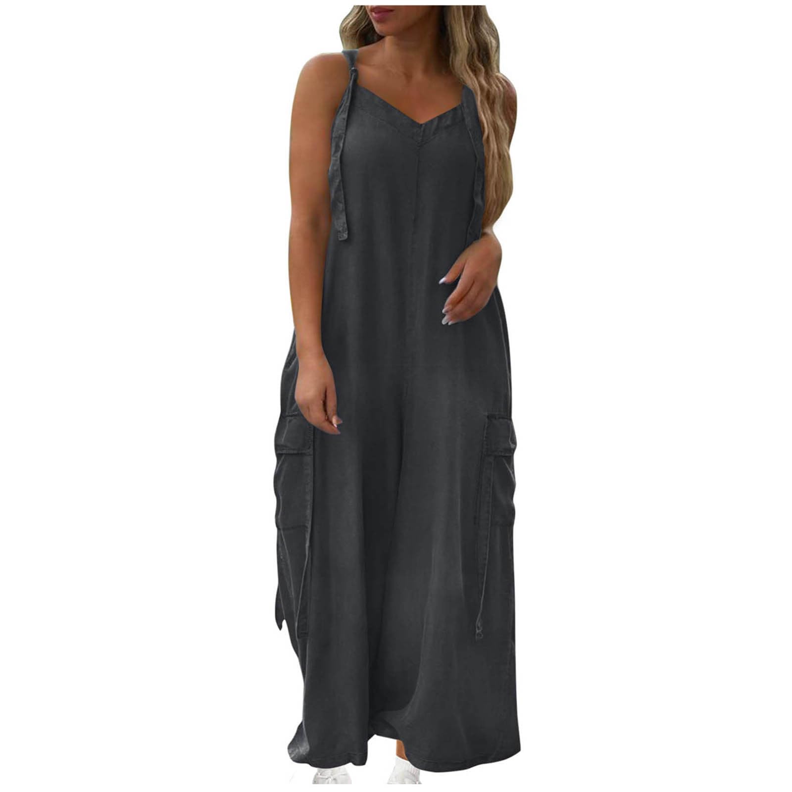 Macacão feminino rodado perna larga ajuste solto calça unitard para mulheres outono verão 2025 moda