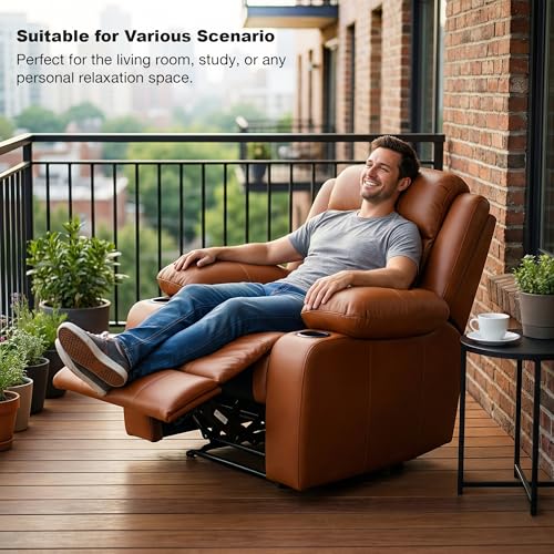 Image of S Craft Sofas Italian Genuine Leather(Body Touch) Single Seater Luxury Electric Recliner Sofa | Premium Comfort Modern Reclining Sofa for Living Room & Home Theater