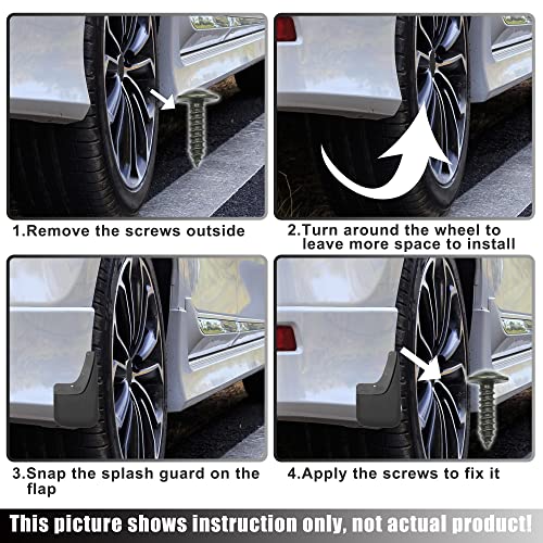 Image of ACROPIX Mud Flaps Splash Guard No-Drill Mudguards Wheels Protection Set Fit for GMC Sierra 1500 with Hardware - Pack of 16 Black
