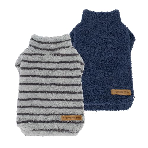 Fitwarm 2 Pack Striped Fleece Dog Sweater, Warm Winter Dog Clothe...