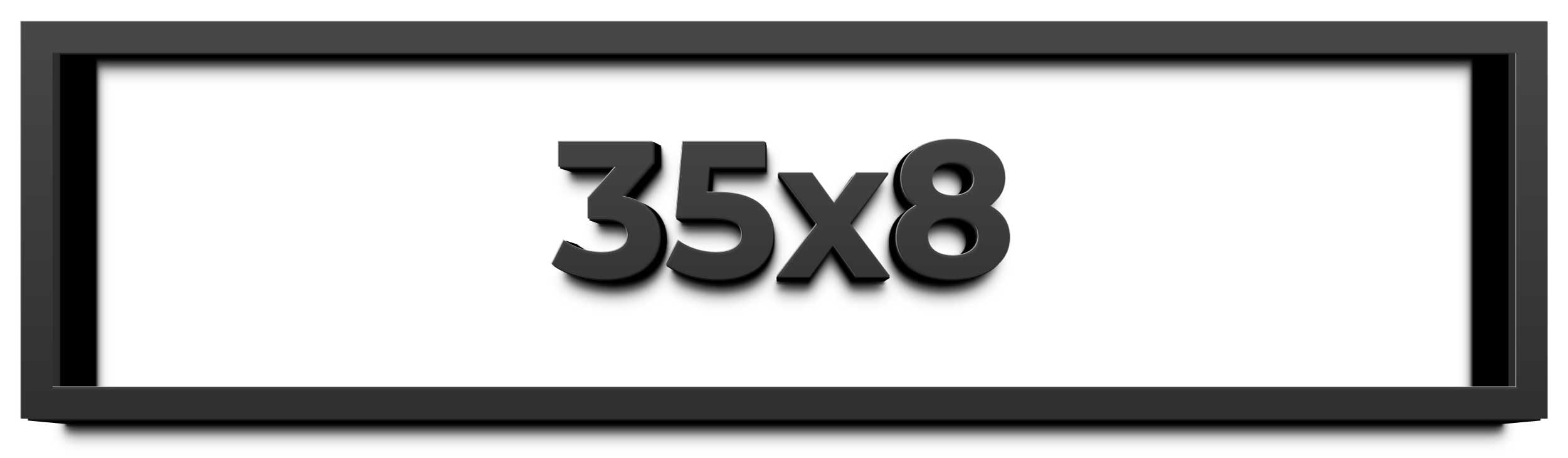 35x8 Shadow Box Frame Black | 1 Inch Deep Solid Wood Shadowbox Display Frame | UV Resistant Acrylic Plexiglass, Acid Free Backing, and Hanging