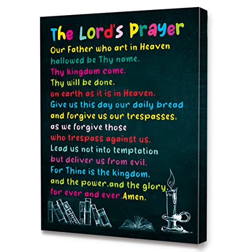 LISTNGBO Stampa artistica da parete con versi biblici per bambini, con preghiera del Signore, decorazione artistica da parete religiosa cristiana per bambini, pronta da appendere per bambini,