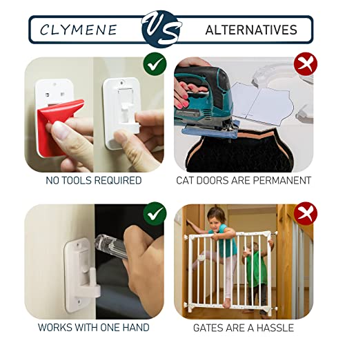CLYMENE Kindersicherung Tür - Klemmschutz für Türen, Verstellbarer Türstopper Türriegel - Bequemer Zutritt für Katzen & Erwachsene - Keine Haustiertore oder Katzentüren mehr (Transparent)
