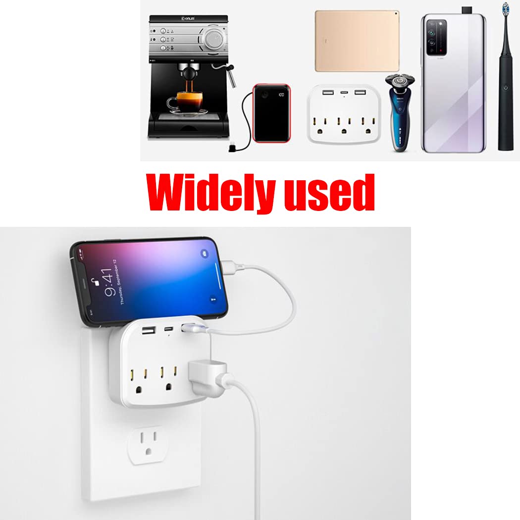 Multi Plug Outlet Extender with USB Wall Charger and USB C Charger , 3 Outlet Surge Protector, 2 USB Phone Charger , 1 Type-C, Multiple Power Outlet Expander for Home, Office, Portable in Travel: Tools & Home Improvement