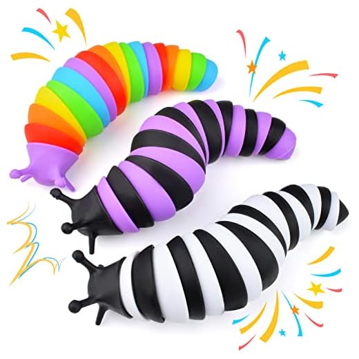 Cevioce Fidget Slug Toy, Sensory Slug Fidget Toy for Kids & Adults, 3Pcs Cute Autism Sensory Toys for Autistic Children, Toddler Stress Relief Toy|Easter Basket Stuffers Valentines Gift for Kids ADHD