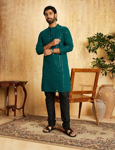 Image of Symbol Premium Men Cotton Embroidered Long Kurta