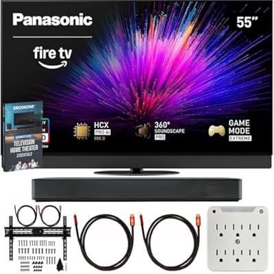 Panasonic TV-55Z95BP Z95BP Series 55 inch LED 4K Ultra HD Smart Fire TV Bundle with Bluetooth Soundbar, TV Wall Mount, 6-Outlet Surge Adapter, Theater Essentials and 2X HDMI Cable