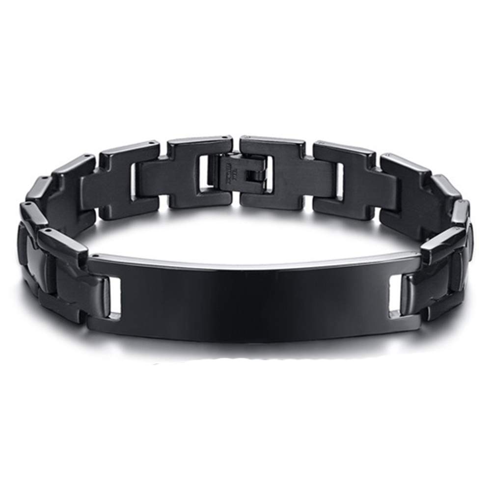 Fashion Month Bracelet d'identification en acier inoxydable pour homme et femme Gravure personnalisée avec nom Love Logo Chaîne 20,50 cm