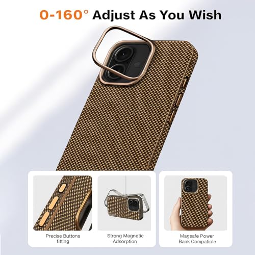 Image of AIBEX Aramid Fiber MagSafe Case Compatible for Apple iPhone 16 Plus| Slim Protective Back Cover with Built-in Magnets| Wireless Charging Support| Camera Ring Stand| Shockproof with Air Guard Corners