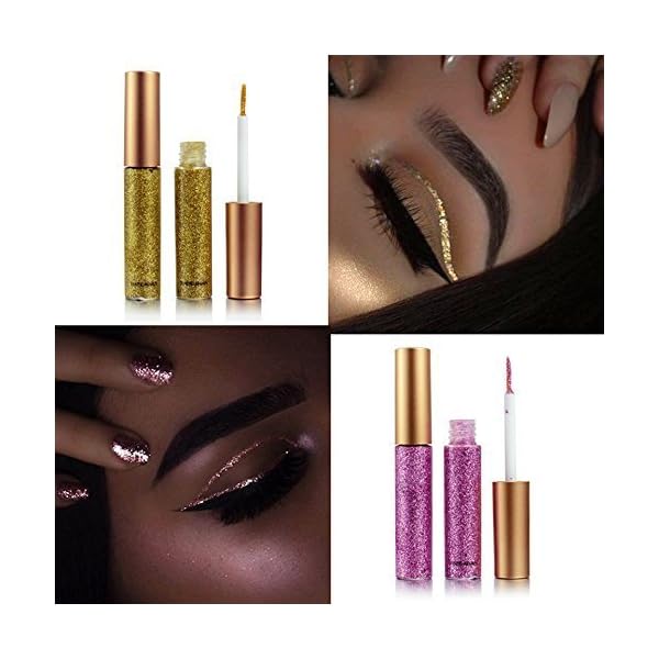 10 Colors Liquid Glitter Eyeliner Metallic Shimmer Glitter Eyeshadow Pigment Eyebrown Shimmer Waterproof Face Lips Art for Party Festival Makeup