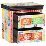 vidaXL mesita de Noche Multicolor 40 x 30 x 40 cm de Madera de Mango Maciza, almacen