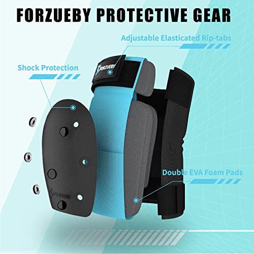 Forzueby Adult/Kids Knee Pads Elbow Pads Wrist Guards 6 in 1 Protective Gear Set for Inline Roller Skating Skateboarding Scooter BMX etc - Image 4