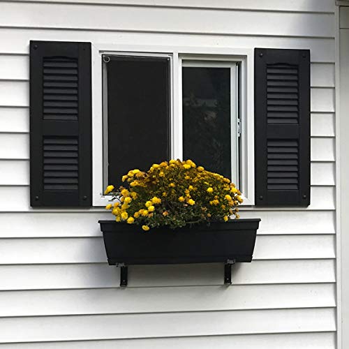 Builders Edge 12 In. W X 25 In. H, Standard Cathedral Top Center Mullion, Open Louver Shutters, Includes Matching Installation Spikes (Per Pair), 002 - Black #TOP6