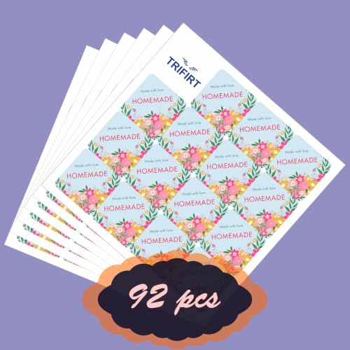 Image of Trifirt Homemade Diamond Shape Label Stickers | Self Adhesive Vinyl Labels for Homemade Food, Jars, Bottles, Bakery Boxes, Gift Packaging, Handmade Products & Small Business