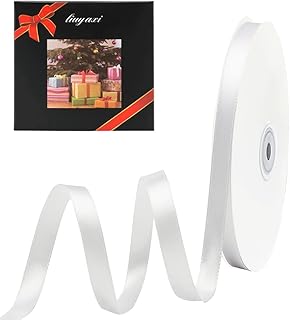 LIUYAXI White Double Face Satin Ribbon 1/4" X 50 Yards, Ribbons Perfect for Crafts, Gift Wrapping, Bow Making and More