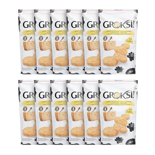 GROKSi! Käse-Snack aus Italien | Käse-Cracker | Protein Snack (Classico, 12x 60 g)