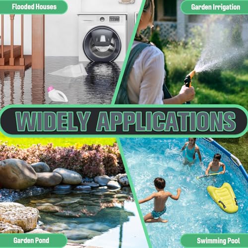 Image of Submersible Water Pump Automatic Sump Pump 1HP 4500GPH Built-in Float Switch Portable Utility Pumps with Adapters for Pool Draining Hot Tub Rain Barrel Flooded Basement