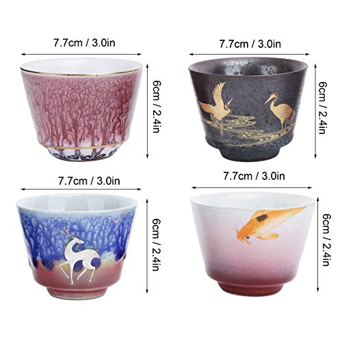 Cikonielf 4 Unids/Set Taza De Té De Kung Fu Estilo Japonés Juego De Tazas De Cerámica Hechas A Mano Diseño De Textura… - Imagen 3