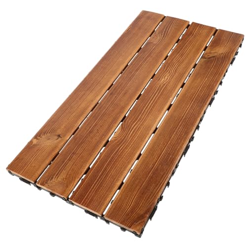 Hemobllo Carbonized Wood Floor Outdoor Interlocking Patio Tile for Balcony Deck Flooring Wooden Panels for Walls