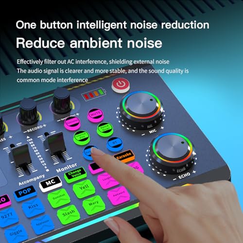 USB Audio Interface, DJ Mischer, Gaming Audio Mixer mit Sprachwechsler, Audio-Mischpulte, Streaming Audio Mixer, Bluetooth Sound Mixer Board für Gitarristen, Sänger, Podcast, Aufnahme, Gesang, Gaming