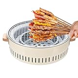 Barbacoas de carbón, 32 centímetros, quemador antiadherente portátil, barbacoas para carbón vegetal, para barbacoa de mesa, carne, cocina al aire libre, terraza, balcón, camping y principiantes