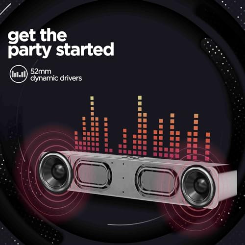 Image of Nu Republic Soundbar 20 Bluetooth Soundbar with X-Bass Technology, 52mm Dynamic Drivers, Upto 12 Hrs Playtime, 20 W Output, Aux /USB Port (5.0 Channel) (Silver)